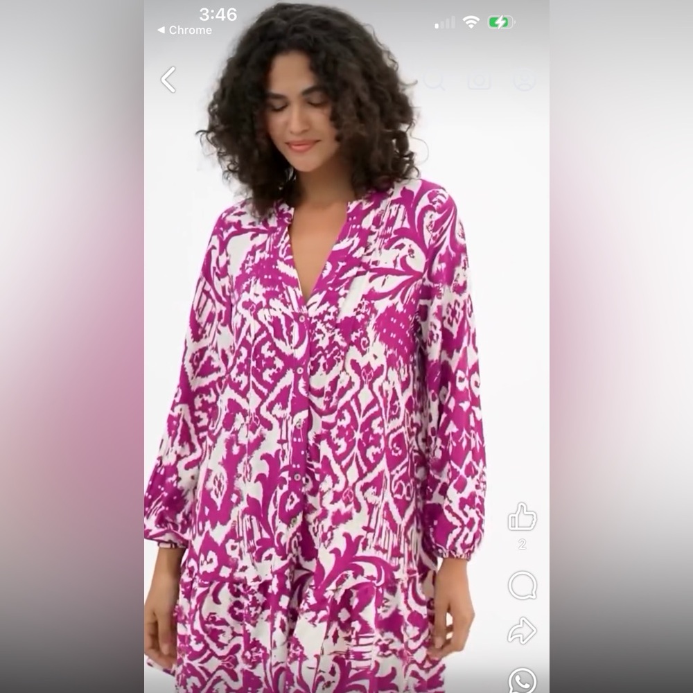 Zara Purple and White Pattern Dress Small